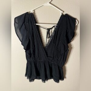 Abercrombie & Fitch tie back peplum top